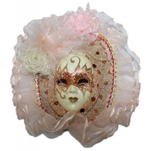 Χριστουγεννιάτικη Κρεμαστή Μάσκα με Ροζ Τούλι (11cm)